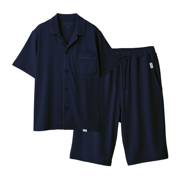 ReD ぐっすりパジャマ 前開き半袖＆ハーフパンツ ネイビー