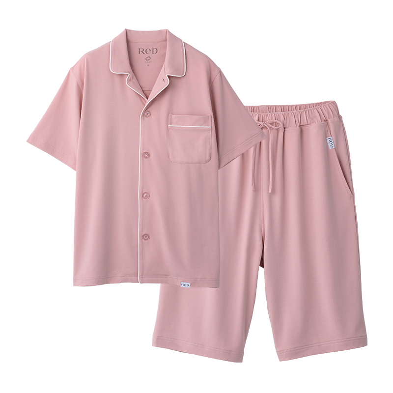 ReD ぐっすりパジャマ 前開き半袖＆ハーフパンツ ピンク