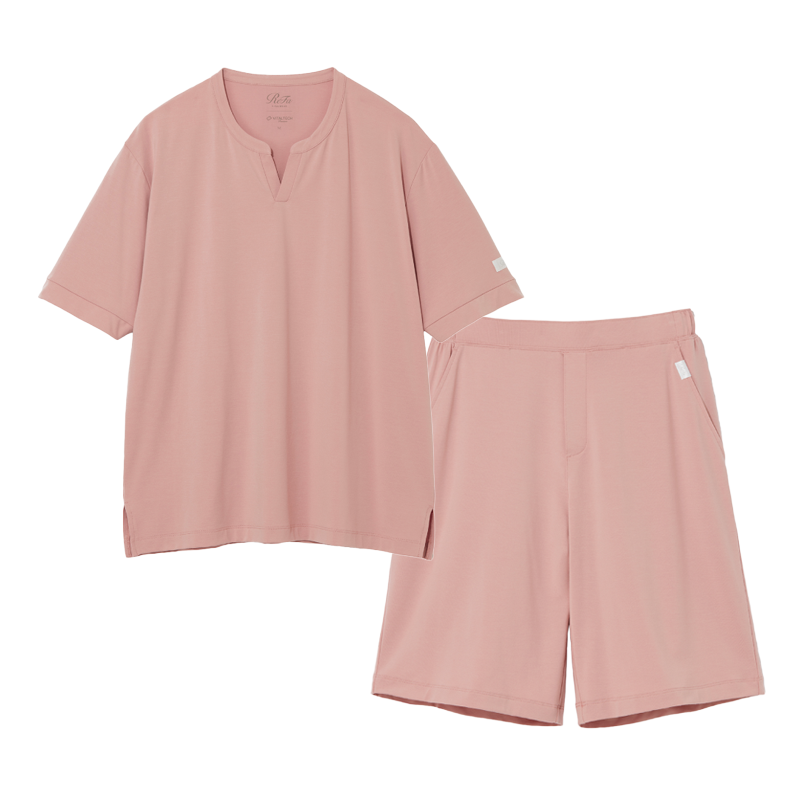 リファ バイタルテック ストレッチスムース ショートスリーブプルオーバー＆ショートパンツ/MEN ピンク
