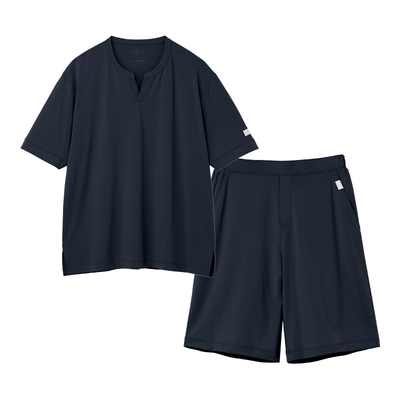 リファ バイタルテック ストレッチスムース ショートスリーブプルオーバー＆ショートパンツ/MEN ネイビー